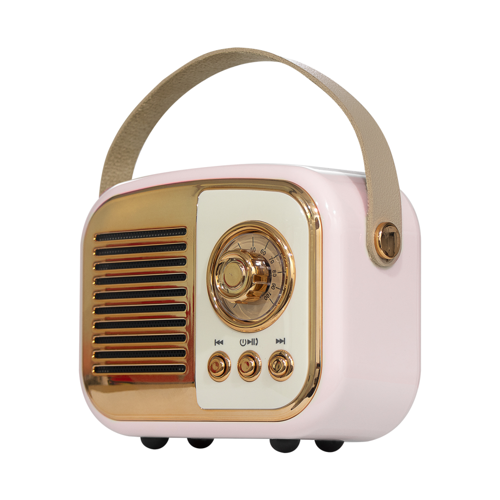 Mikado MD-24BT Echoes Pembe 3W Taşınabilir USB/TF Kart/Bluetooth 800mAh Klasik Retro Müzik Kutusu