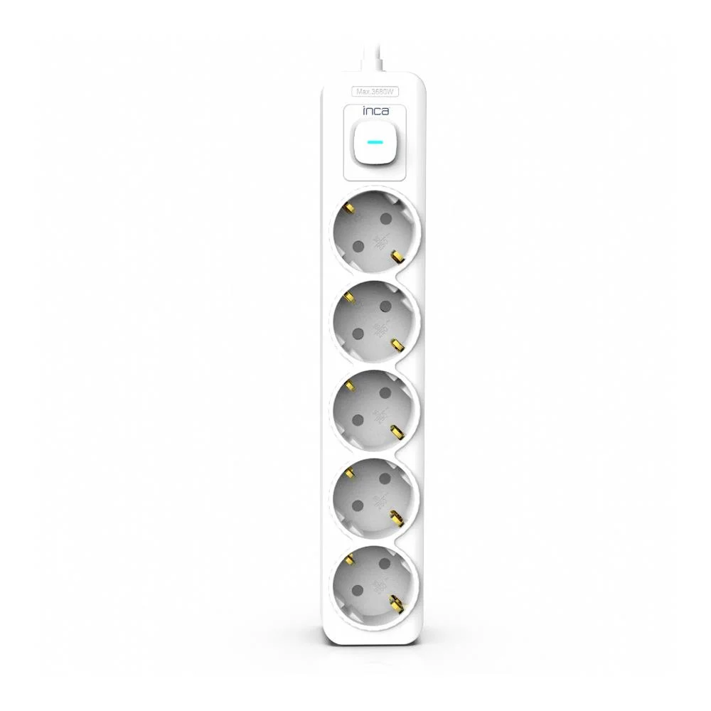 Inca 5 Port Akım Korumalı Led Tuşlu Priz