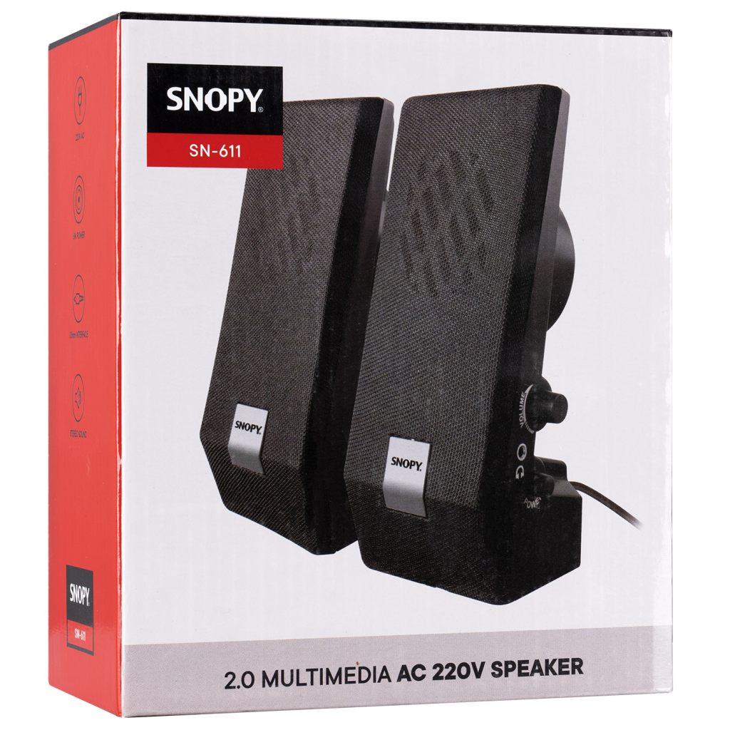 Snopy SN-611 6W 1+1 Masaüstü Speaker Ac 220V (siyah)