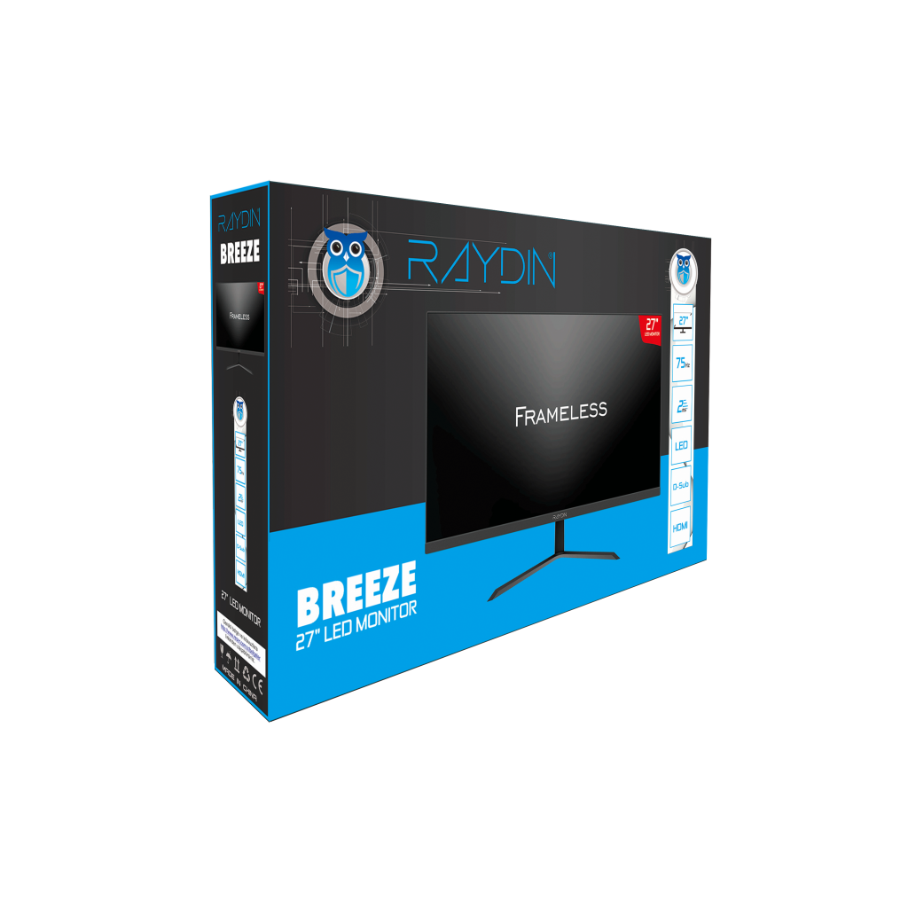 Raydın Breeze 27" 2ms 75Hz Full Hd 250 Nits D-Sub Hdmı Frameless Va Led Monitör (siyah)