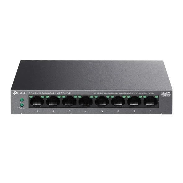 Tp-link Ls108gp 8 Port Gigabit + Rj45 62w 250 Metre Poe Mesafe Metal Kasa