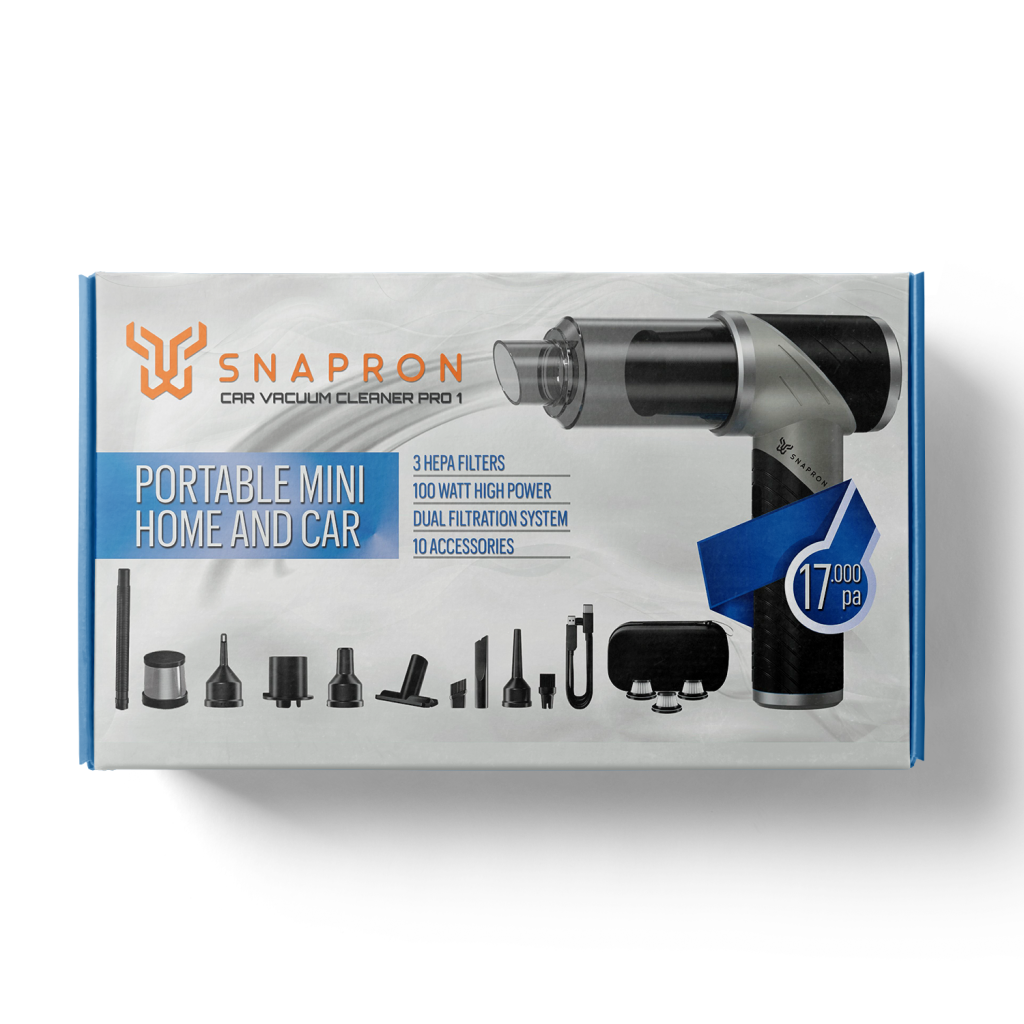 Snapron SNV-3000 Car Vacuum Cleaner Pro1 17.000 Pa Emiş Gücü 3 Hepa Filtre 100W 10 Aksesuar Şarjlı El Tipi Genel Maksatlı Süpürge