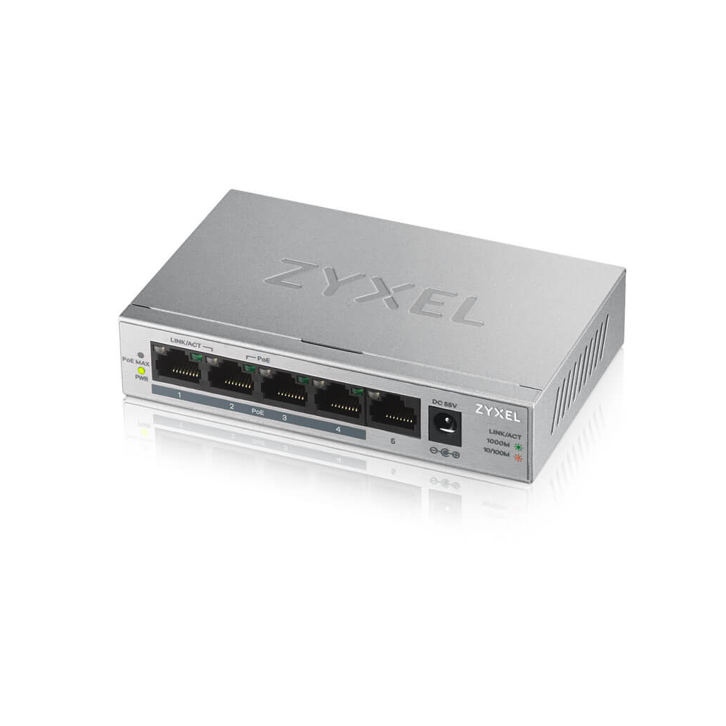 Zyxel GS1005HP 5 Port Gigabit 4 Port Poe 60W Yönetilemez Masaüstü Switch