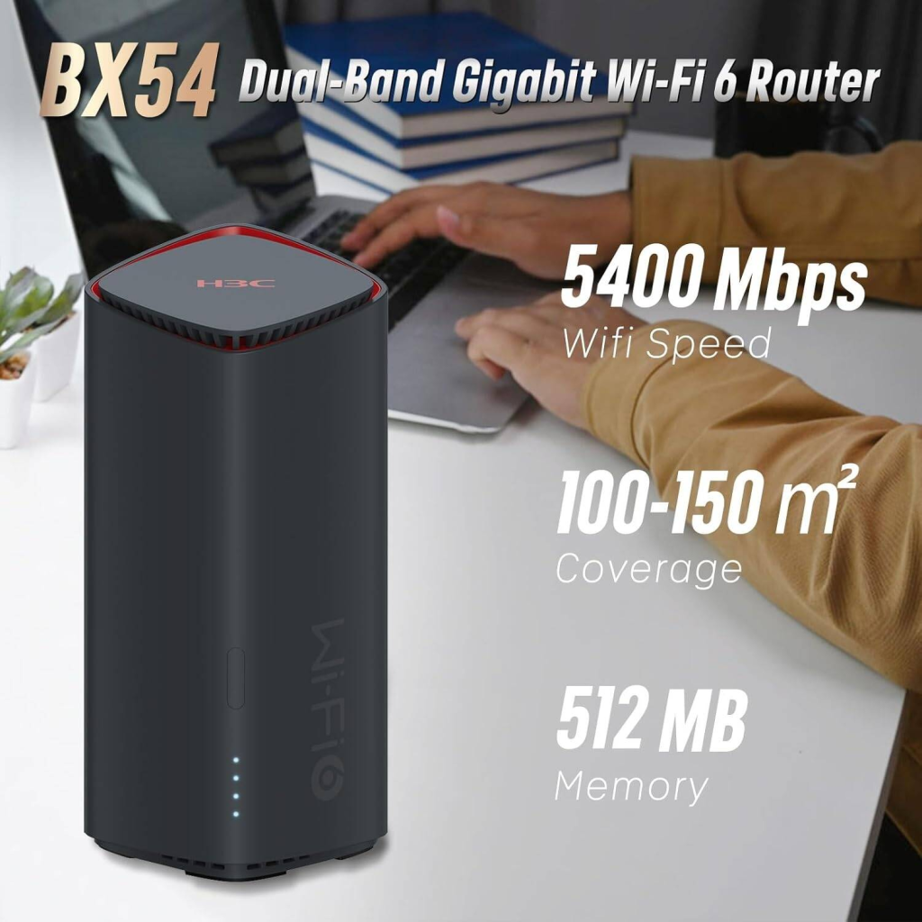 H3C Magic BX54 Tekli Mesh 5400Mbps Dual Band WiFi6 4Port Gigabit Lan Geniş Çekim Alanı Router Geniş Alan İnternet Ağı Sağlayıcısı