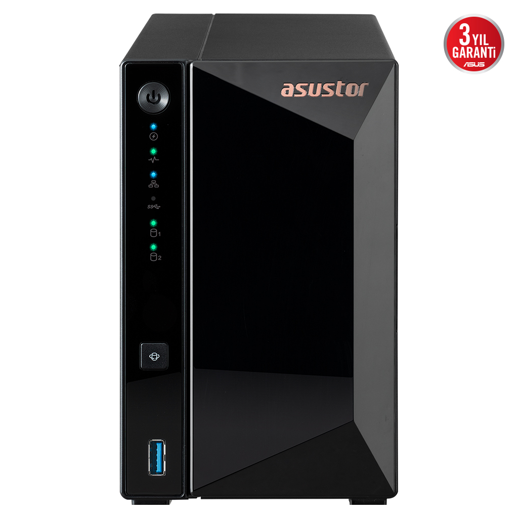 Asustor AS3302T V2 2Gb DDR4 Ram 2 Yuvalı (2x20TB Destek) 1x2.5GbE Network 3xUSB 3.2 Tower Nas (yedekleme) Cihazı