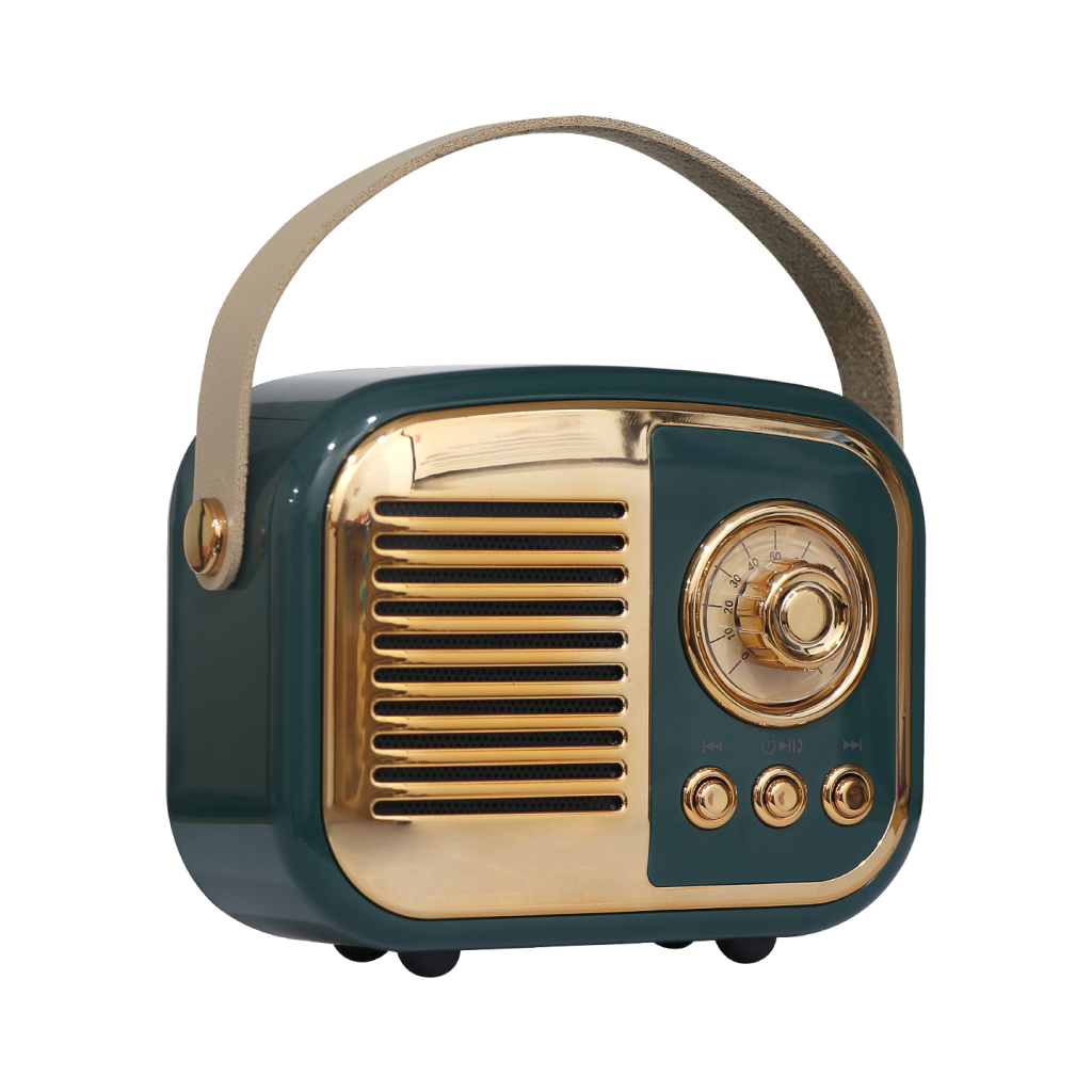 Mikado MD-24BT Echoes Yeşil 3W Taşınabilir USB/TF Kart/Bluetooth 800mAh Klasik Retro Müzik Kutusu