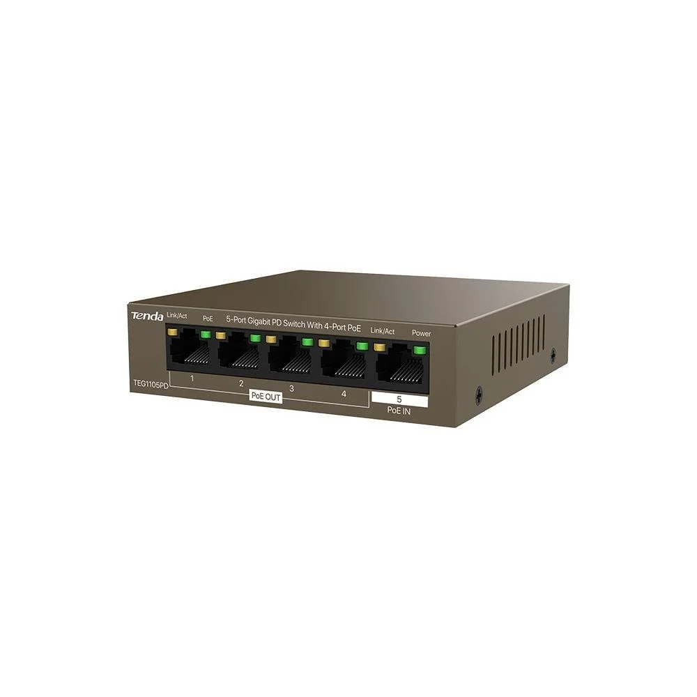 Tenda Teg1105pd 5 Port 10/100/1000 4 Port Poe Yonetılemez Desktop Swıtch  (m22283)
