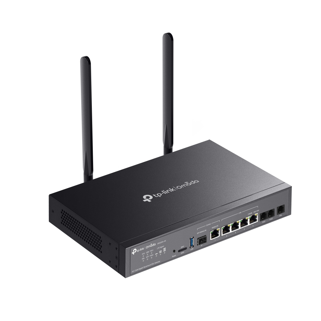 Omada DR3220v-4G 4 Port 4G+Cat6 2,4Ghz 1 Combo Sfp Port 2 Fxs Port Sim Yuvalı Gigabit Rackmount Dsl Gateway
