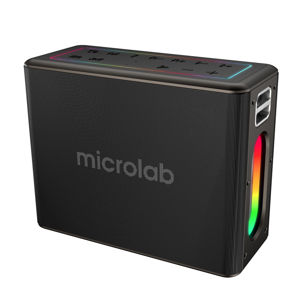 Mıcrolab M60 Vega 100W Taşınabilir BT/USB/AUX/TF/Type-C Rgb Işıklı 15000mAh Batarya 2adet Mikrofon Karaoke/Parti Bluetooth Speaker,