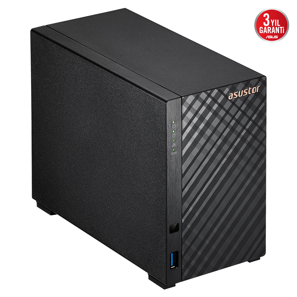 Asustor AS1102TL 1Gb DDR4 Ram 2 Yuvalı (2x22TB Destek) 1x1GbE Network Usb 3.2 Usb 2.0 Tower Nas (yedekleme) Cihazı
