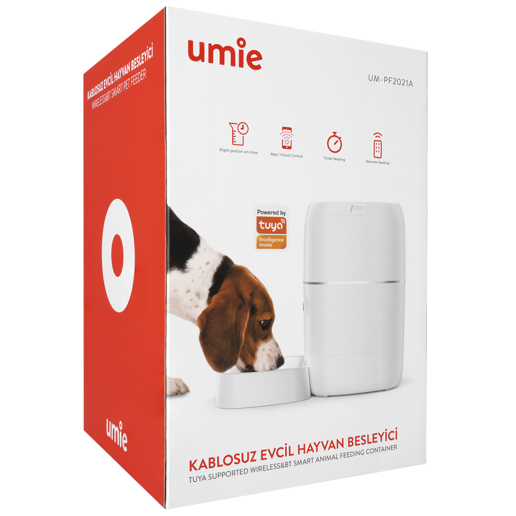 Umıe UM-PF2021A 6Litre Kapasiteli Wifi Bluetooth Sesli Mesaj Tuya Destekli Otomatik Yem Kabı