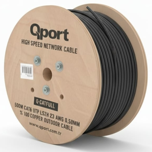 Qport Q-CATFUL 500M Lszh CAT6 Outdoor 23AWG 0.58MM Full Bakır iıyah Kablo
