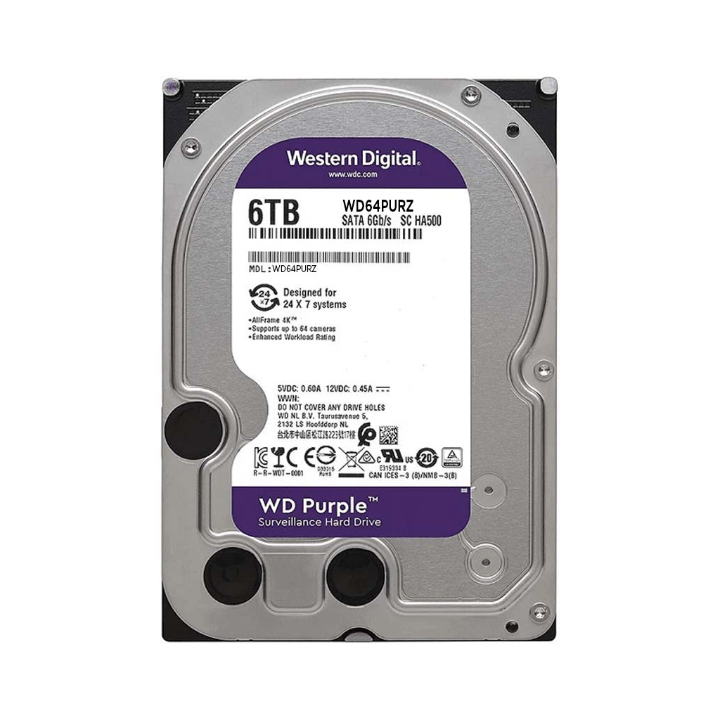 Western Digital Purple WD64PURZ 3.5" 6TB 256Mb 5400 Rpm 7/24 Güvenlik Hdd (türkiye Distribütörü Garantili)