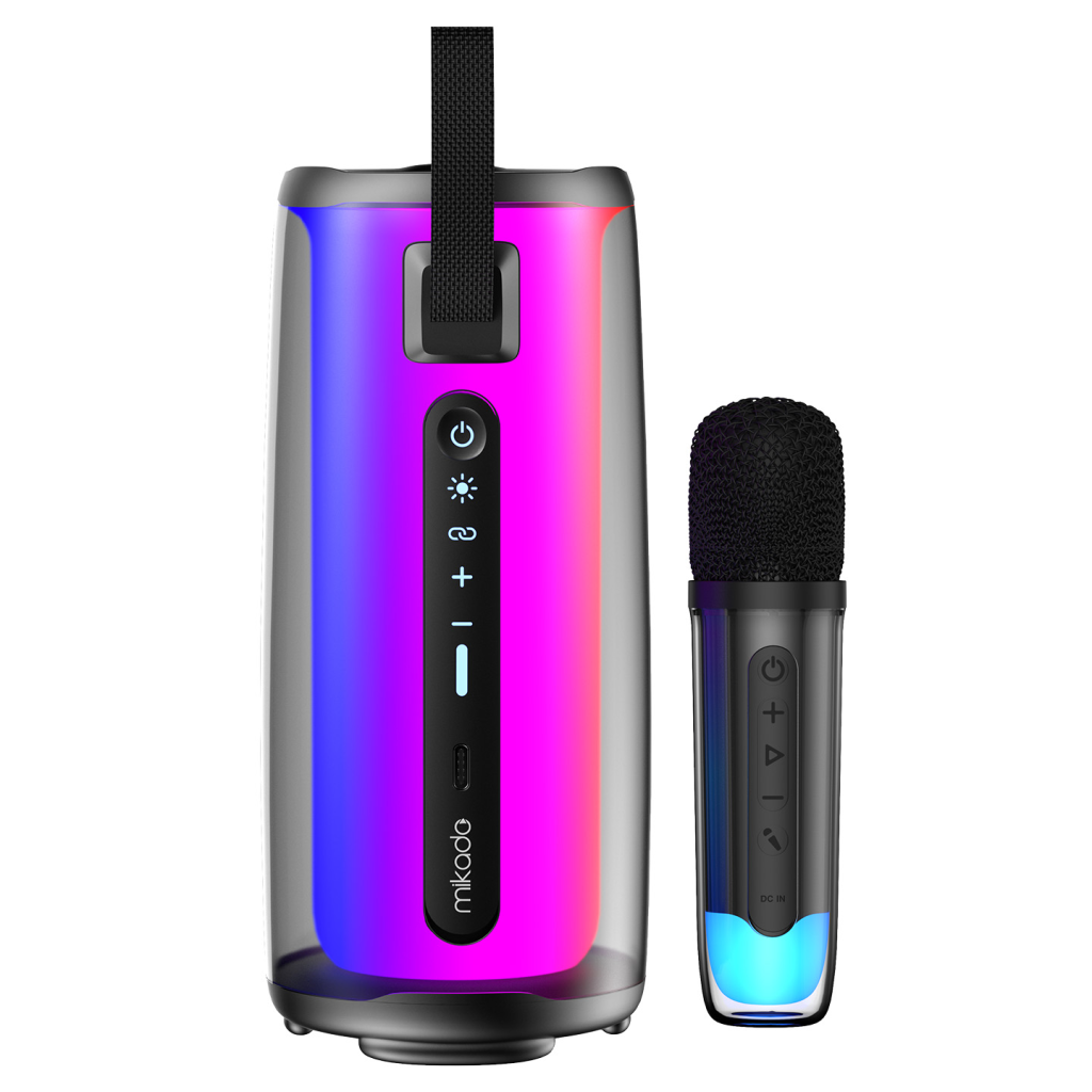 Mikado MD-17BT Capella 10W Taşınabilir USB/AUX/BT/TF Rgb Işıklı Transparan 1800mAh Mikrofon Karaoke Bluetooth Speaker,