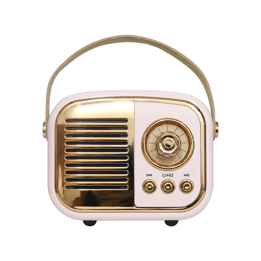 Mikado MD-24BT Echoes Pembe 3W Taşınabilir USB/TF Kart/Bluetooth 800mAh Klasik Retro Müzik Kutusu