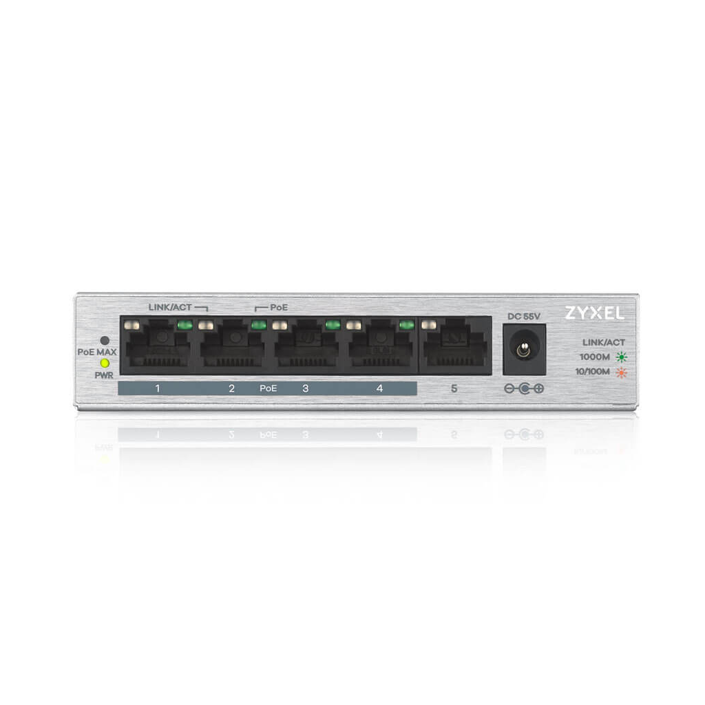 Zyxel GS1005HP 5 Port Gigabit 4 Port Poe 60W Yönetilemez Masaüstü Switch