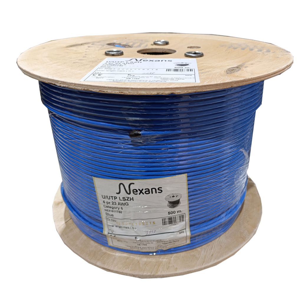 Nexans NEX1611TB5 Mavi CAT6 500M 23AWG (0,58mm) Utp %100 Bakır Lszh Halogen Free Makara Kablo