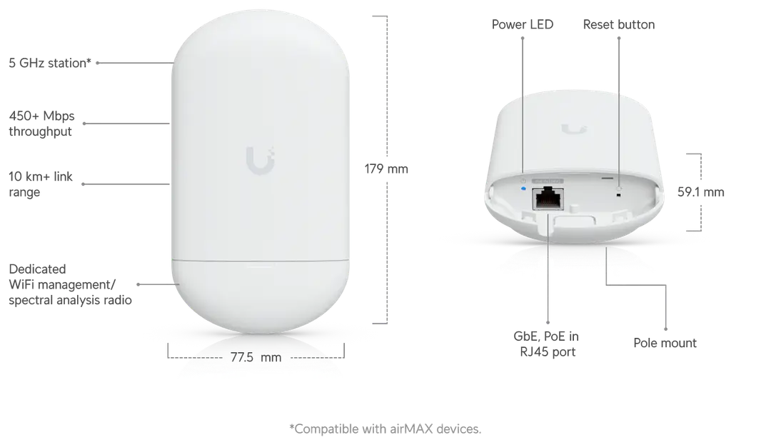 Ubiquiti LOCO5AC 5GHz 13dBi 450Mbps Outdoor Access Point