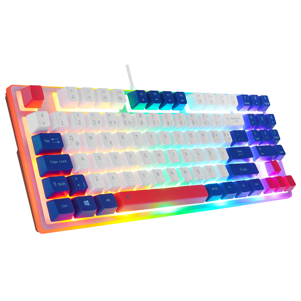 Acer Emachines EAK216 Beyaz Usb Kablolu Rainbow Backlight Membran Renkli Tuşlar Türkçe Q 90 Tuşlu Gaming Klavye