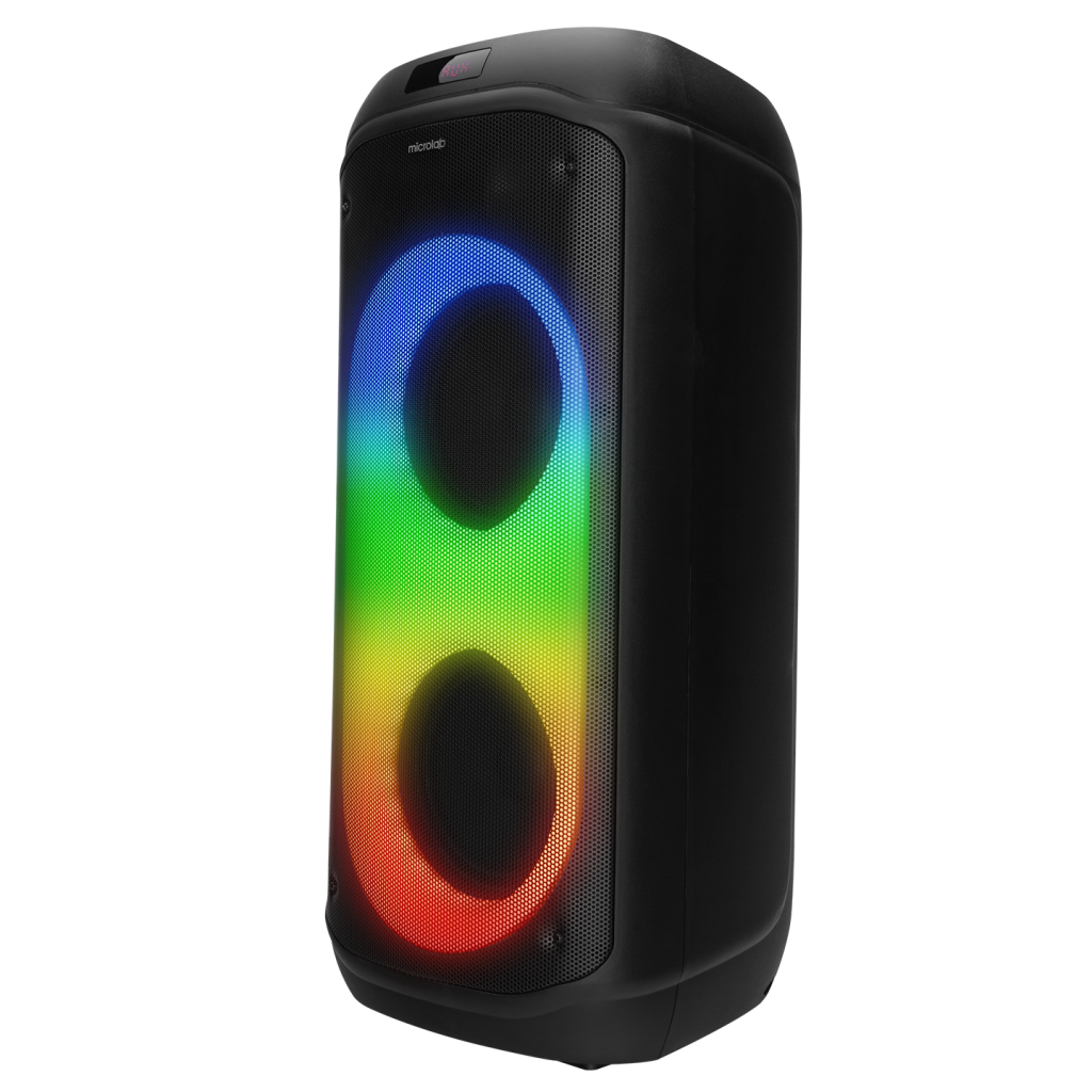 Mıcrolab M61 80W Taşınabilir BT/USB/AUX/TF/TWS Rgb Işıklı 2400mAh Batarya 2adet Vhf Mikrofon Karaoke/Parti Bluetooth Speaker,