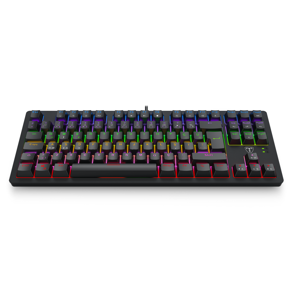 T-DAGGER Balı T-TGK311-BL Usb Kablolu Türkçe Q Rainbow Backlight Blue Mekanik Switch 87 Tuşlu Gaming Klavye