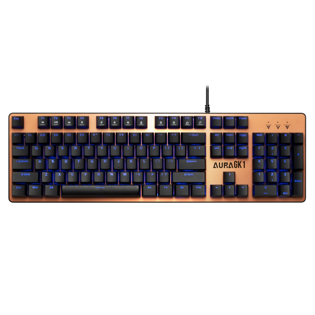 Gamdias Aura GK1 Usb Kablolu İngilizce Rainbow Backlight Red Mekanik Switch Bronz Edition Gaming Klavye