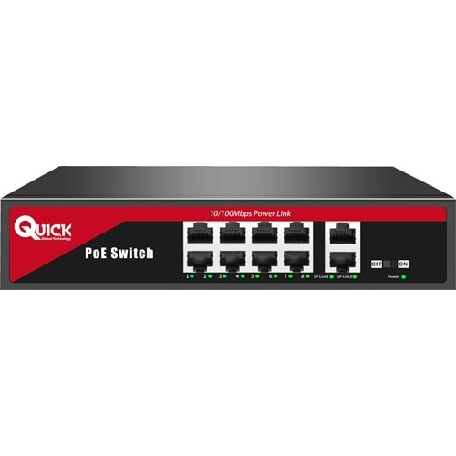 Quıck (Q8P2U) 8 Port Poe 10/100 +2x10/100 120W Switch