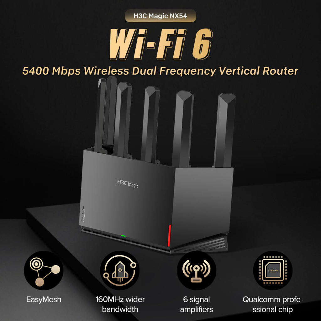 H3C Magic NX54 Dual Band Wifi 6 5400Mbps 4Port Gigabit 6ad Anten Masaüstü Router Access Point