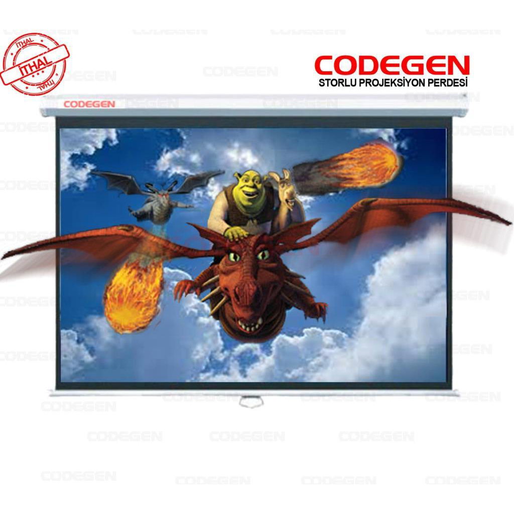 Codegen AX-20 Storlu Projeksiyon Perdesi 200x200 (arkası Siyah Fonlu - Duvar/Tavan Asılabilir)