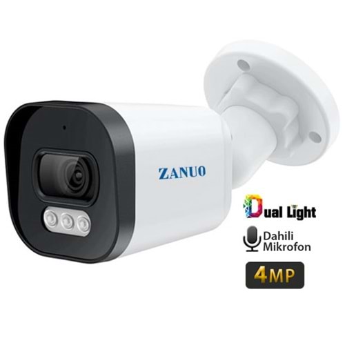 Zanuo ZN-IPC-B1410C-S2-AS-2.8MM 4MP Dual Light Bullet Ip Kamera( Dahili Mikrofon)