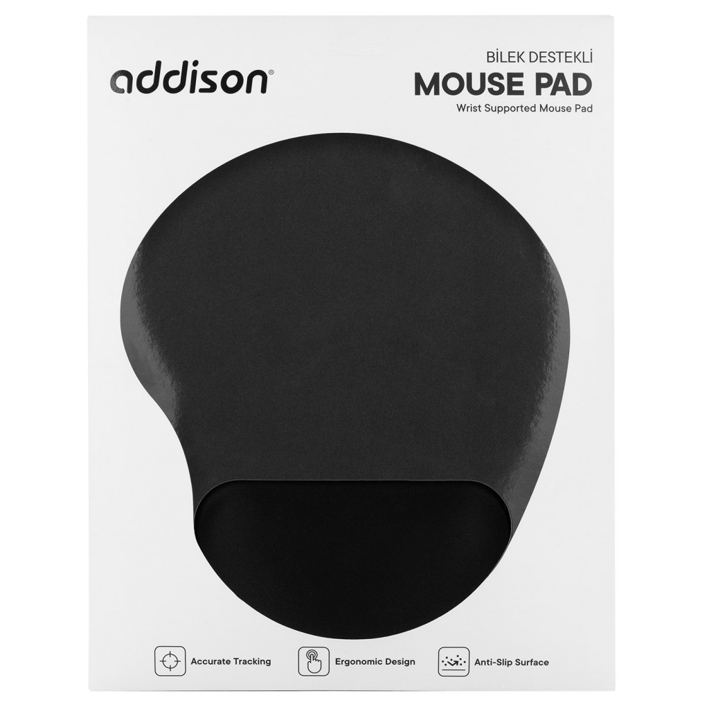 Addıson 300521 250x197x5mm Bileklik Destekli Mouse Pad (siyah)