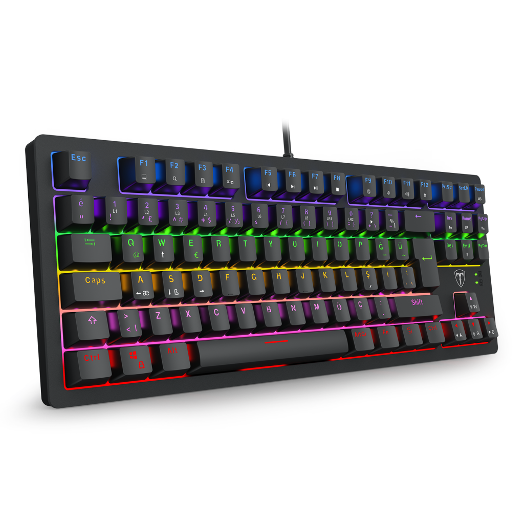 T-DAGGER Balı T-TGK311-BL Usb Kablolu Türkçe Q Rainbow Backlight Blue Mekanik Switch 87 Tuşlu Gaming Klavye
