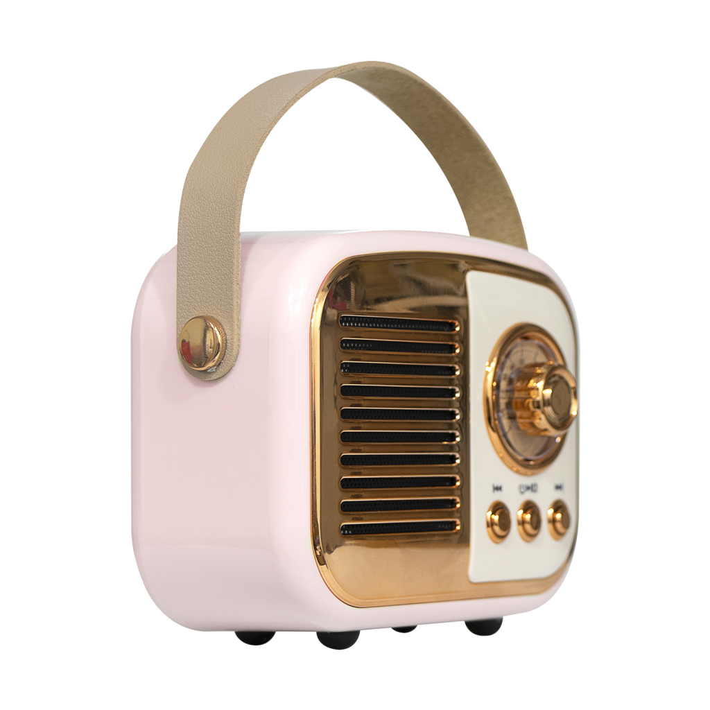 Mikado MD-24BT Echoes Pembe 3W Taşınabilir USB/TF Kart/Bluetooth 800mAh Klasik Retro Müzik Kutusu
