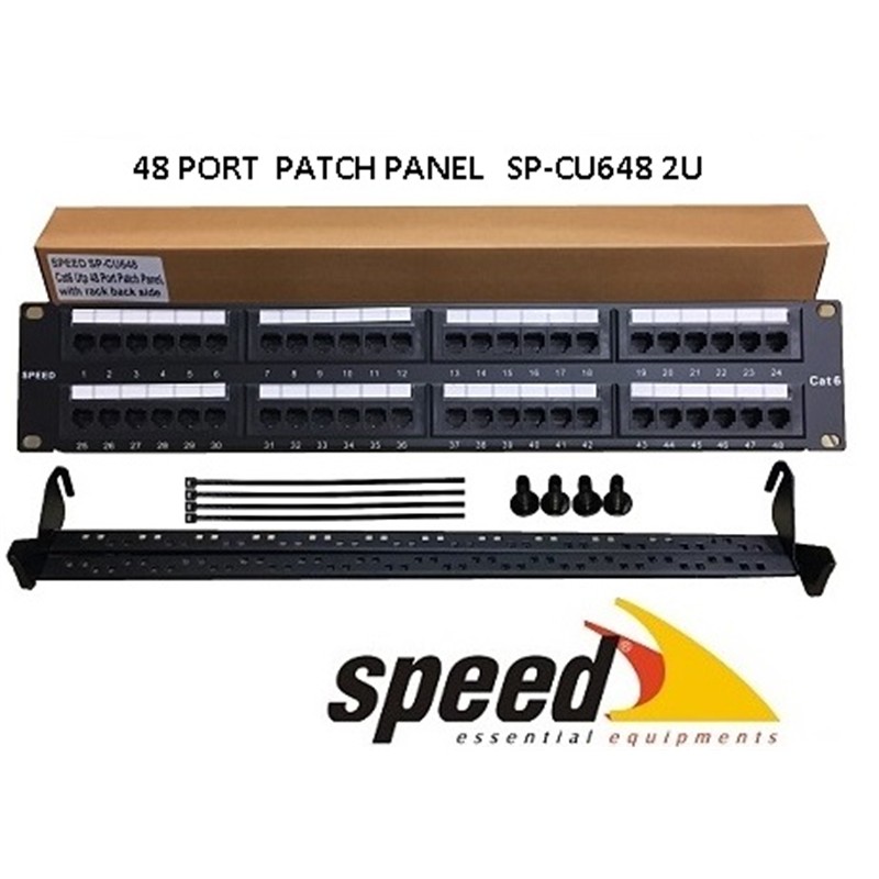 Speed SP-CU648 2U 48 Port CAT6 Dolu Utp Patch Panel + Kablo Düzenleyici