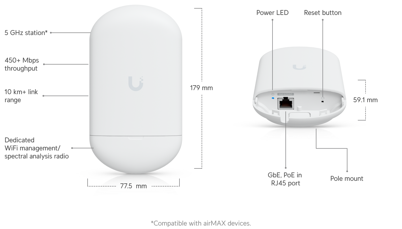 Ubiquiti LOCO5AC 5GHz 13dBi 450Mbps Outdoor Access Point