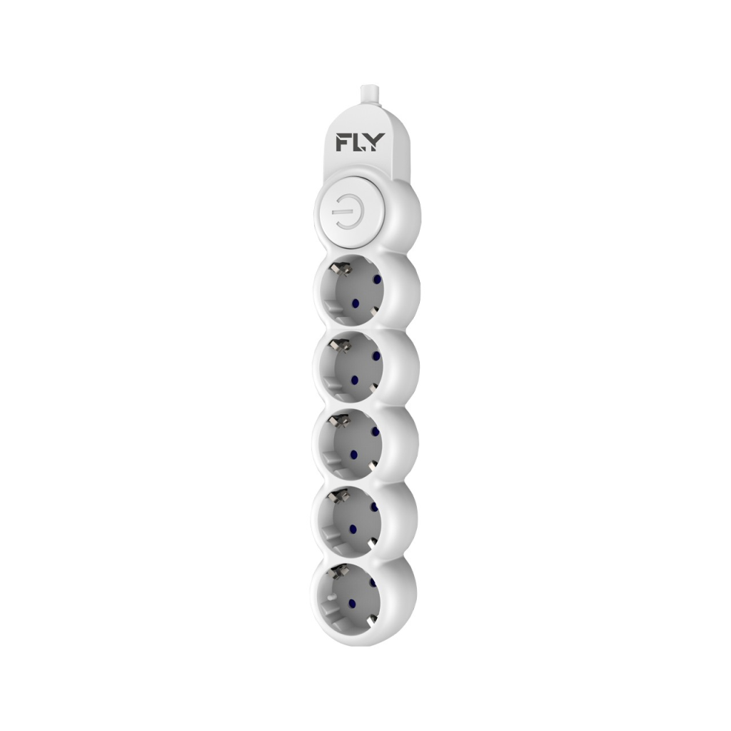 Fly 3394-01 5 Soket Akım Korumalı Priz 2.1A Anahtarlı 2Mt Kablo (beyaz)