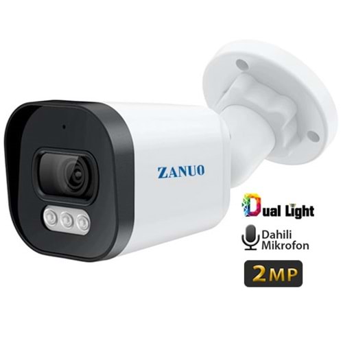 Zanuo ZN-IPC-B1210C-S2-AS-2.8MM 2MP Dual Light Bullet Ip Kamera( Dahili Mikrofon)