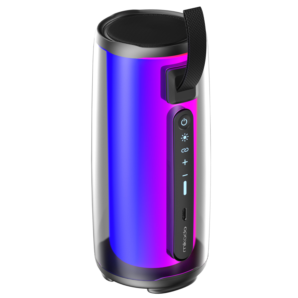 Mikado MD-17BT Capella 10W Taşınabilir USB/AUX/BT/TF Rgb Işıklı Transparan 1800mAh Mikrofon Karaoke Bluetooth Speaker,