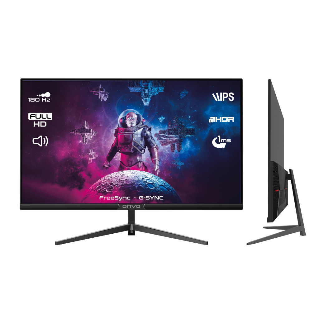 Onvo OV27MNT202G 27" 1ms 180Hz Full Hd Hdmı Dp 2x2W Hoparlör Metal Ayak Ips Panel Nvdı G-Sync Ve Amd Freesync Gamıng Monitör