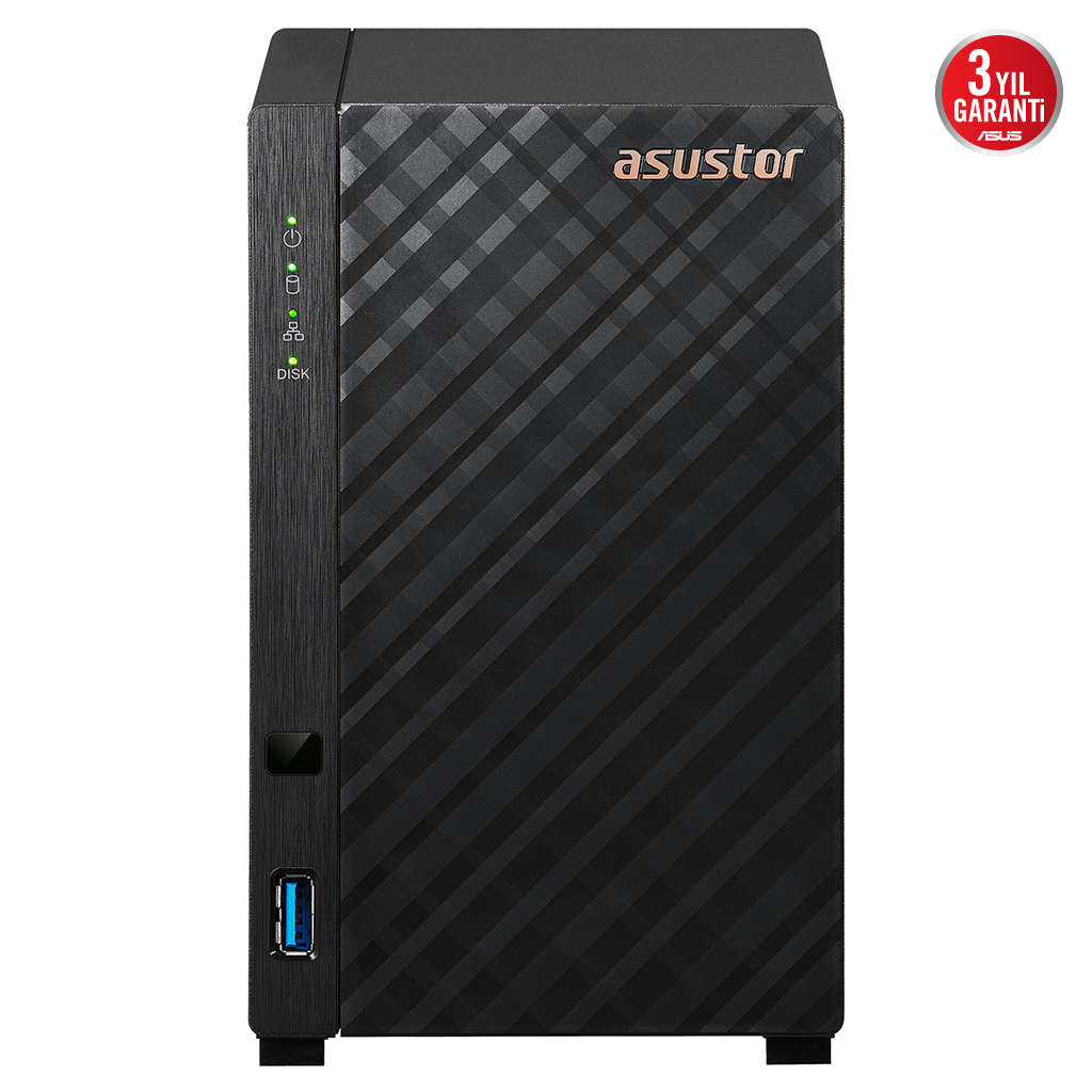 Asustor AS1102TL 1Gb DDR4 Ram 2 Yuvalı (2x22TB Destek) 1x1GbE Network Usb 3.2 Usb 2.0 Tower Nas (yedekleme) Cihazı