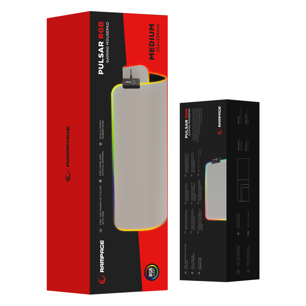 Rampage MP-21 Pulsar M Rgb 252x328x3mm Rgb Led Gaming Mouse Pad (gri)