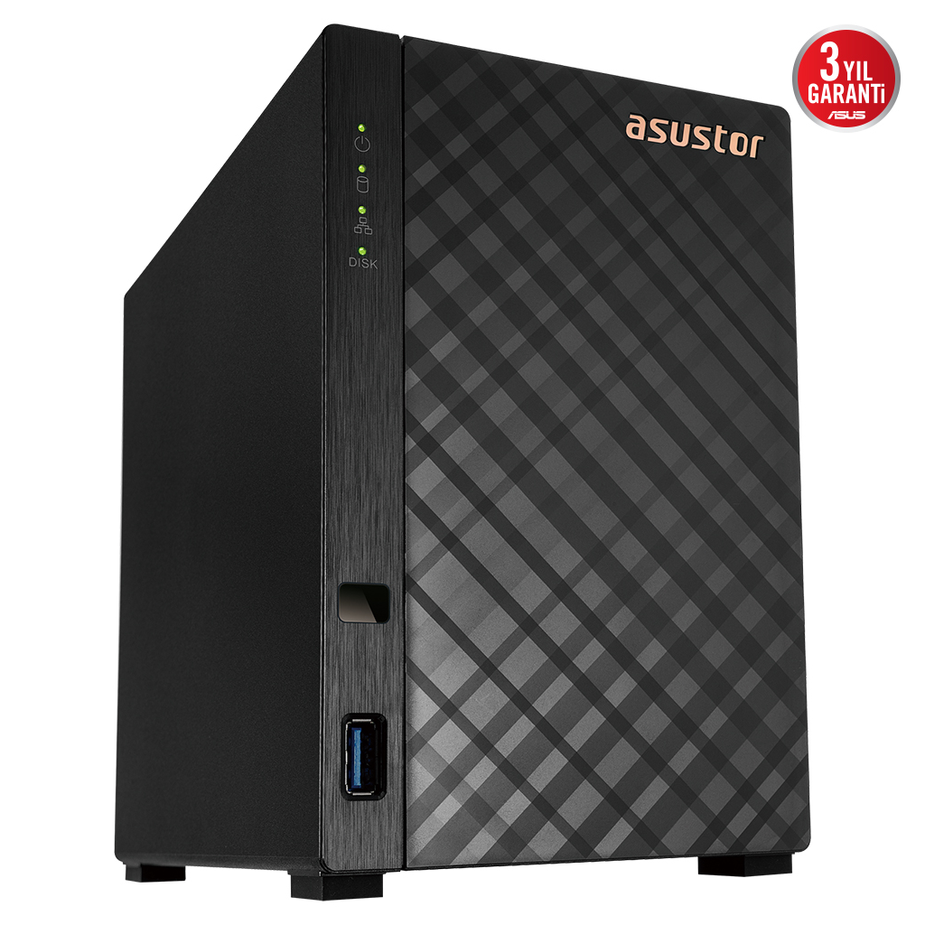 Asustor AS1102TL 1Gb DDR4 Ram 2 Yuvalı (2x22TB Destek) 1x1GbE Network Usb 3.2 Usb 2.0 Tower Nas (yedekleme) Cihazı