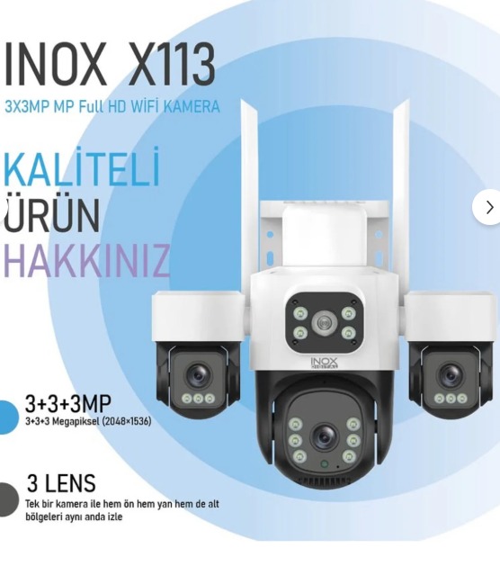 Inox -X113 3+3+3MP Dış Ortam 3 Lensli Wifi Ptz Kamera
