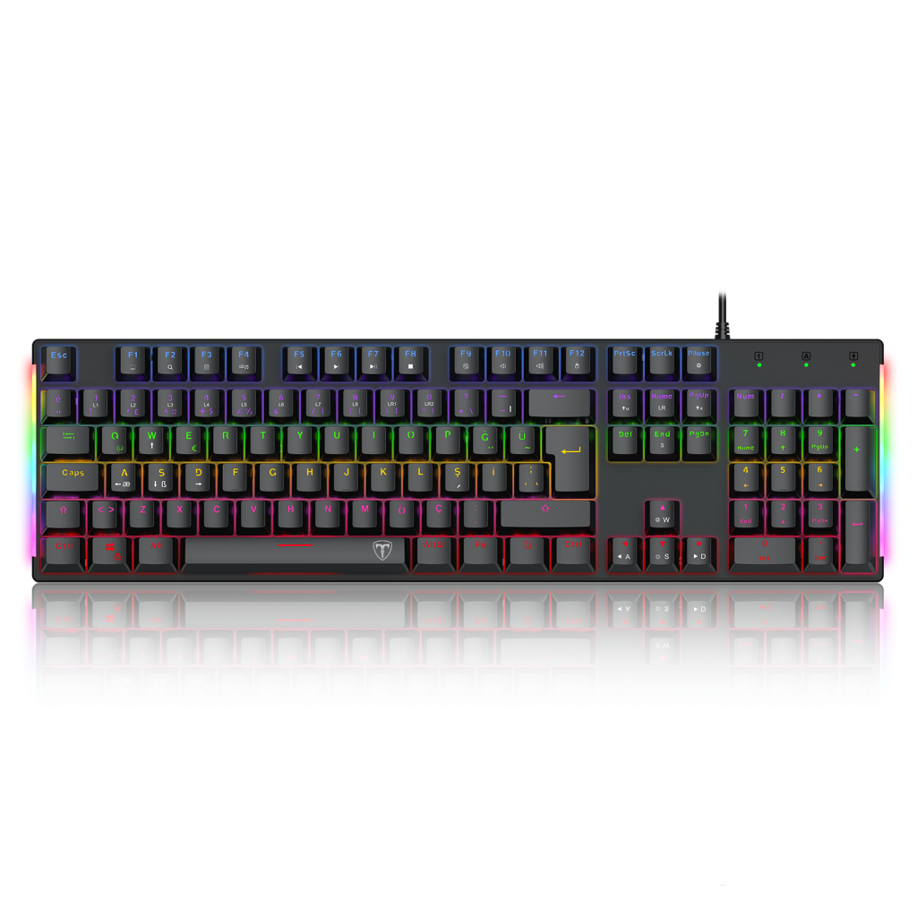 T-DAGGER Naxos T-TGK310-BL Usb Kablolu Türkçe Q Rainbow Backlight Blue Mekanik Switch 104 Tuşlu Gaming Klavye