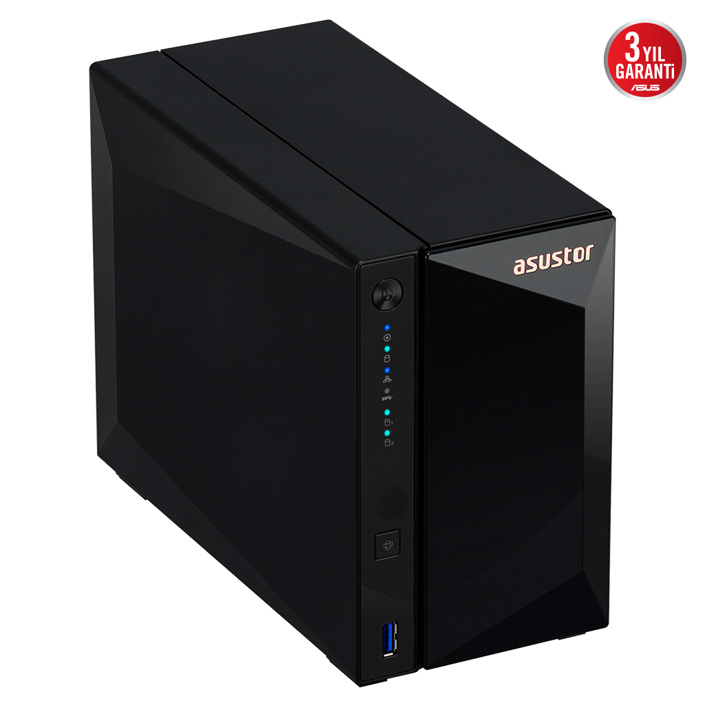 Asustor AS3302T V2 2Gb DDR4 Ram 2 Yuvalı (2x20TB Destek) 1x2.5GbE Network 3xUSB 3.2 Tower Nas (yedekleme) Cihazı