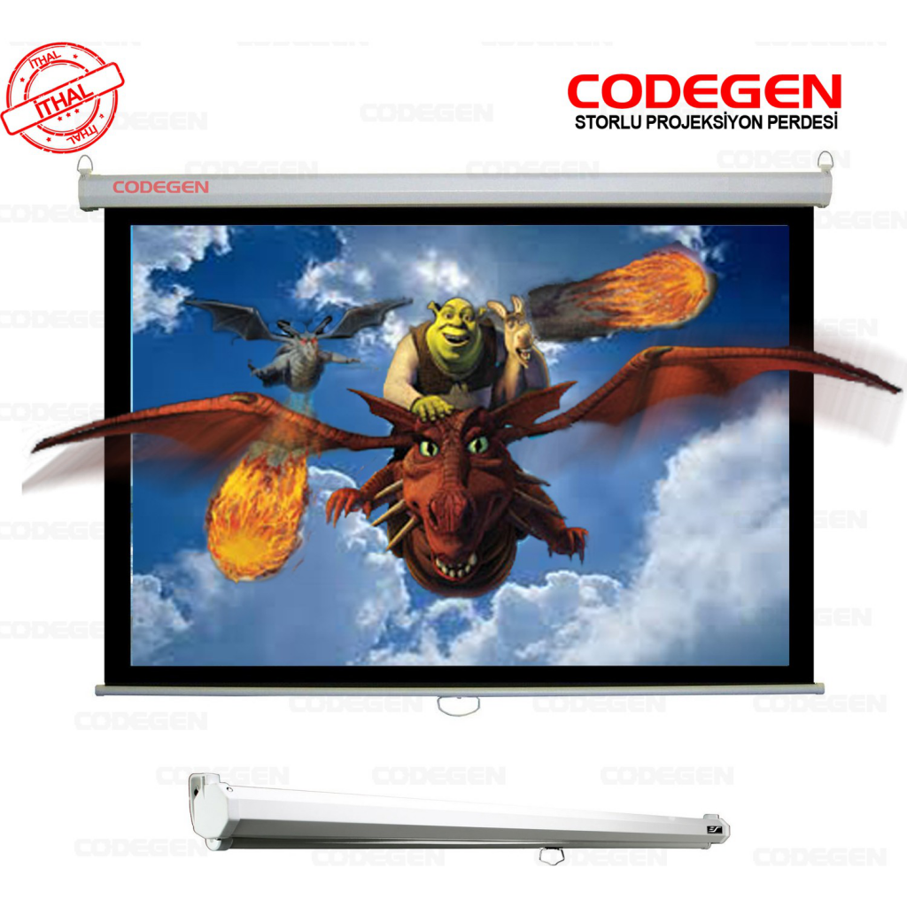 Codegen AX-18 Storlu Projeksiyon Perdesi 180x180 (arkası Siyah Fonlu - Duvar/Tavan Asılabilir)