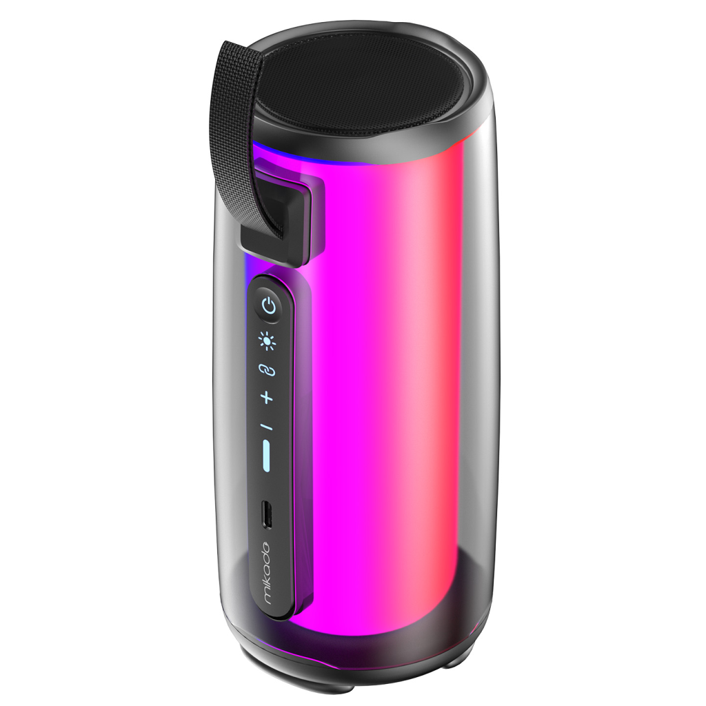 Mikado MD-17BT Capella 10W Taşınabilir USB/AUX/BT/TF Rgb Işıklı Transparan 1800mAh Mikrofon Karaoke Bluetooth Speaker,