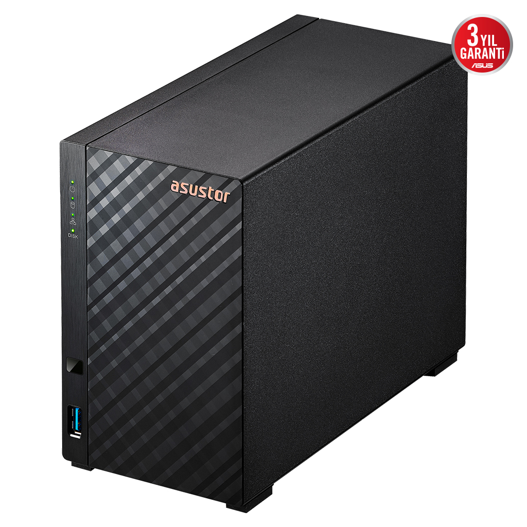 Asustor AS1102TL 1Gb DDR4 Ram 2 Yuvalı (2x22TB Destek) 1x1GbE Network Usb 3.2 Usb 2.0 Tower Nas (yedekleme) Cihazı