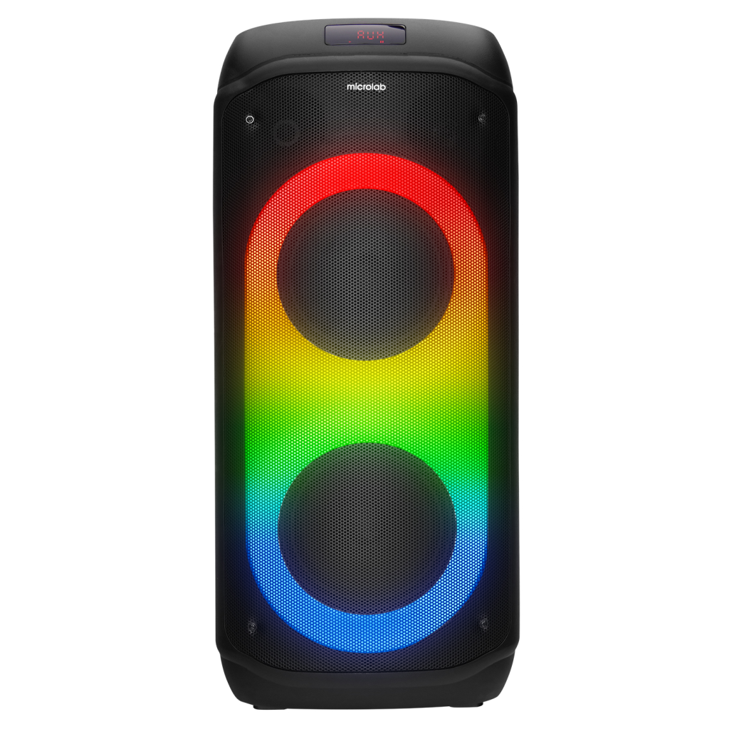 Mıcrolab M61 80W Taşınabilir BT/USB/AUX/TF/TWS Rgb Işıklı 2400mAh Batarya 2adet Vhf Mikrofon Karaoke/Parti Bluetooth Speaker,