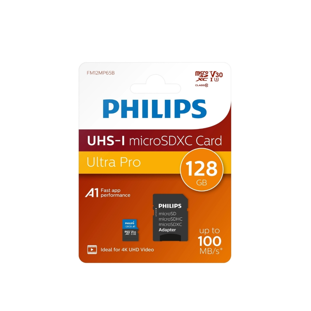 Philips FM12MP65B 128GB Sdxc UHS-I V30 Class10 Microsd Kart Bellek (sd Adaptörlü)